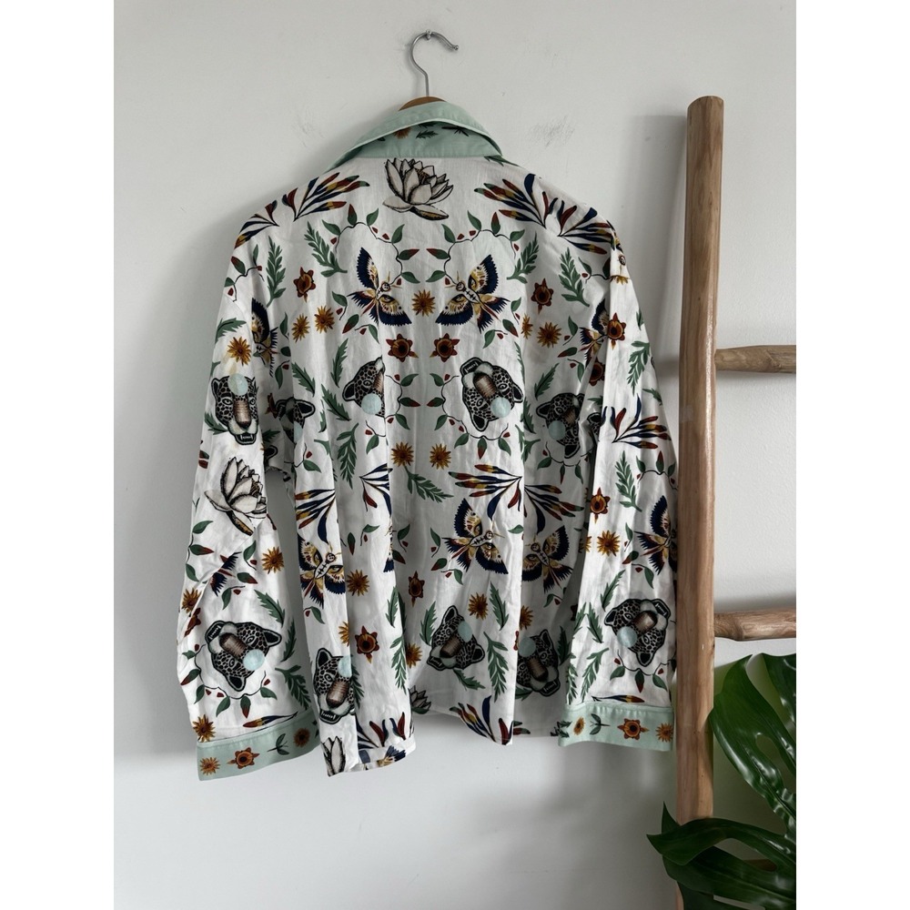 Anthropologie LyreBird Cloud Flannel Pajama Top Sleep Shirt Leopard M - Picture 5 of 7